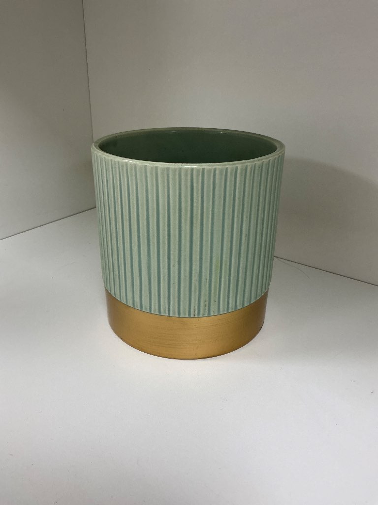 VASO PLANTA VERDE/DOURADO